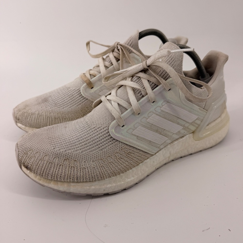 Adidas Ultraboost 20 Mens 12 Grey White Primeblue Running Shoes FW8721